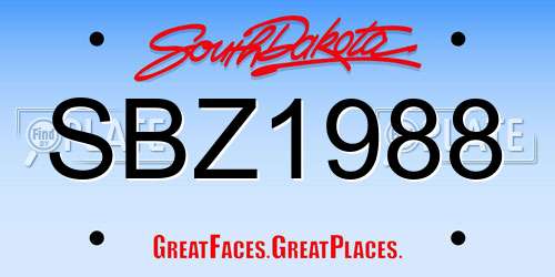 SBZ1988 South Dakota License Plate