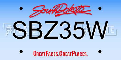 SBZ35W South Dakota License Plate