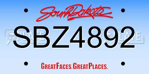SBZ4892 South Dakota License Plate