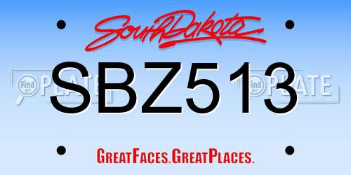 SBZ513 South Dakota License Plate