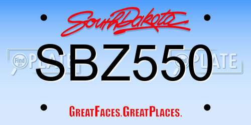 SBZ550 South Dakota License Plate