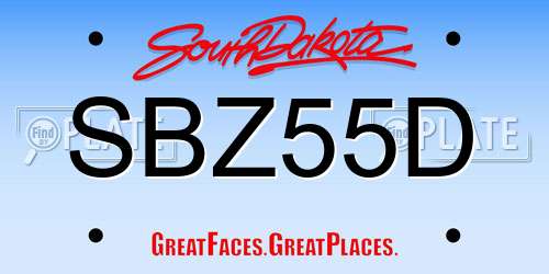 SBZ55D South Dakota License Plate