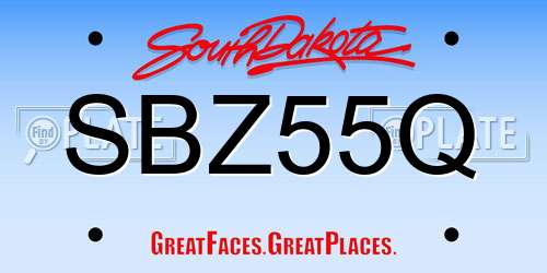 SBZ55Q South Dakota License Plate