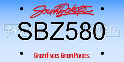 SBZ580 South Dakota License Plate
