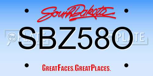 SBZ58O South Dakota License Plate