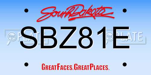 SBZ81E South Dakota License Plate