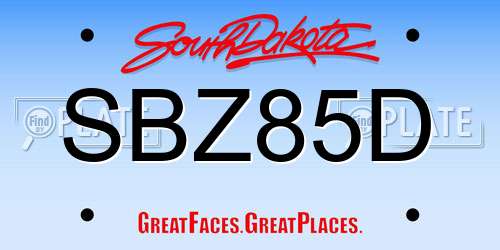 SBZ85D South Dakota License Plate