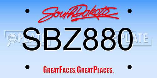 SBZ880 South Dakota License Plate
