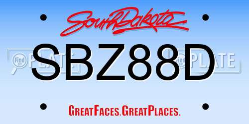 SBZ88D South Dakota License Plate