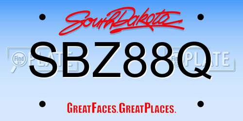SBZ88Q South Dakota License Plate