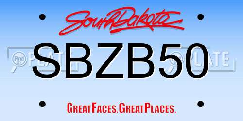 SBZB50 South Dakota License Plate