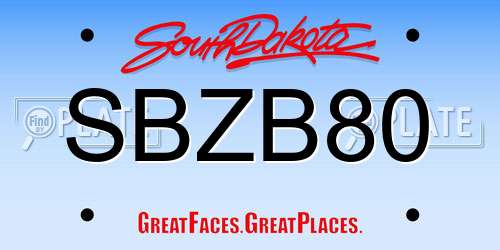SBZB80 South Dakota License Plate