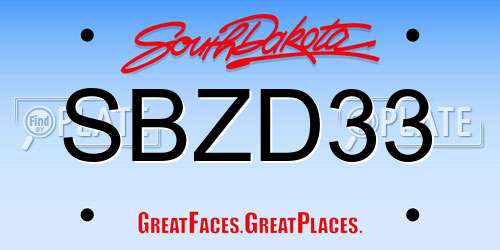 SBZD33 South Dakota License Plate