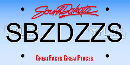 SBZDZZS South Dakota License Plate