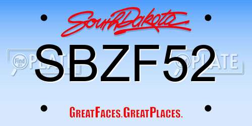 SBZF52 South Dakota License Plate