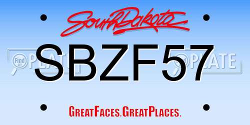 SBZF57 South Dakota License Plate