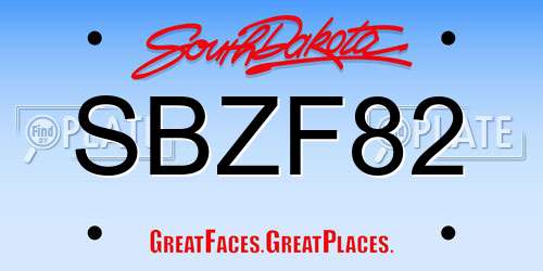 SBZF82 South Dakota License Plate