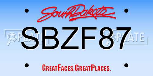 SBZF87 South Dakota License Plate