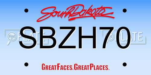 SBZH70 South Dakota License Plate