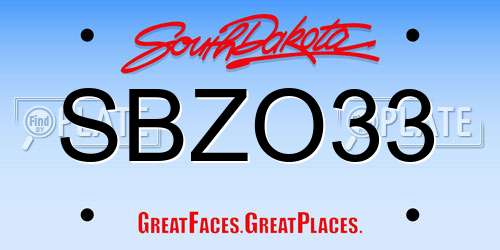 SBZO33 South Dakota License Plate