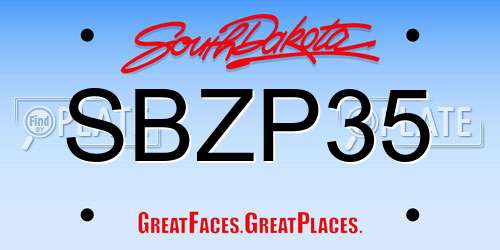 SBZP35 South Dakota License Plate