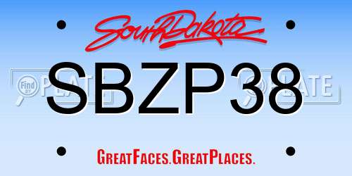 SBZP38 South Dakota License Plate