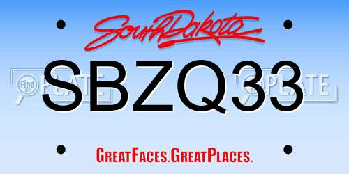 SBZQ33 South Dakota License Plate