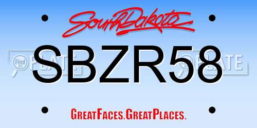 SBZR58 South Dakota License Plate