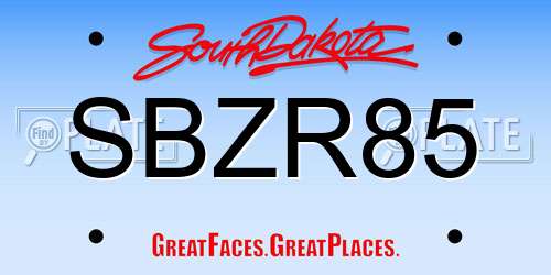 SBZR85 South Dakota License Plate