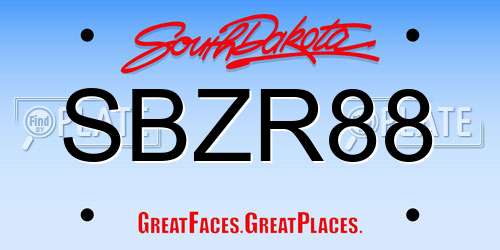 SBZR88 South Dakota License Plate