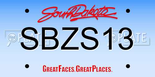 SBZS13 South Dakota License Plate