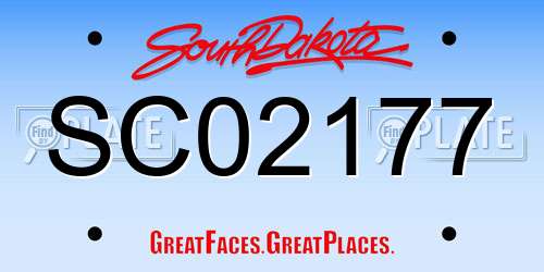 SC02177 South Dakota License Plate