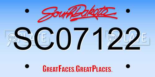 SC07122 South Dakota License Plate