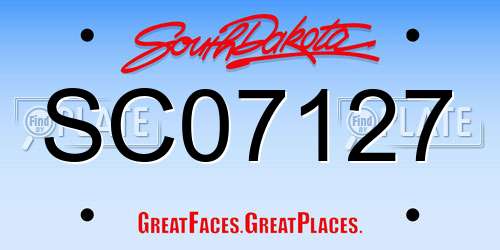 SC07127 South Dakota License Plate