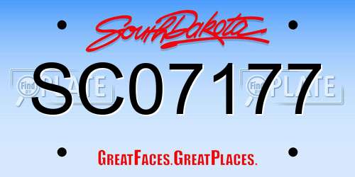 SC07177 South Dakota License Plate