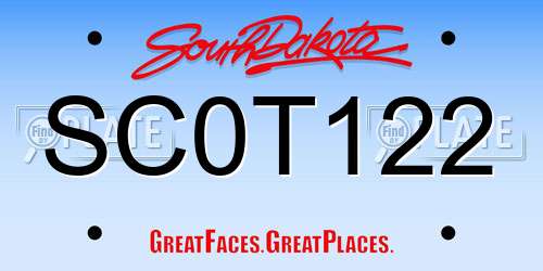 SC0T122 South Dakota License Plate