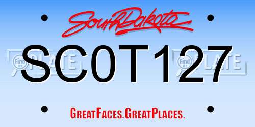 SC0T127 South Dakota License Plate