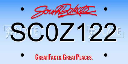 SC0Z122 South Dakota License Plate