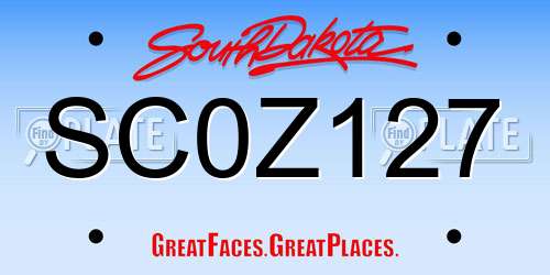 SC0Z127 South Dakota License Plate