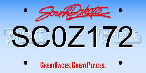 SC0Z172 South Dakota License Plate