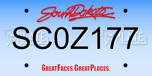 SC0Z177 South Dakota License Plate