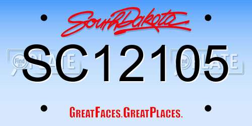 SC12105 South Dakota License Plate
