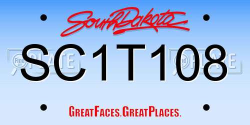 SC1T108 South Dakota License Plate