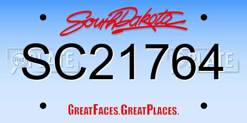 SC21764 South Dakota License Plate