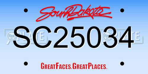 SC25034 South Dakota License Plate