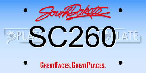 SC260 South Dakota License Plate