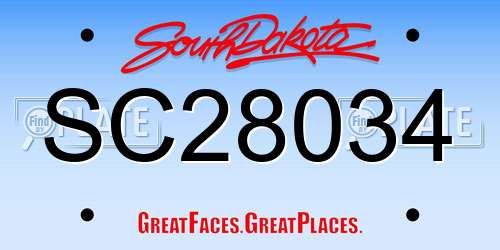 SC28034 South Dakota License Plate