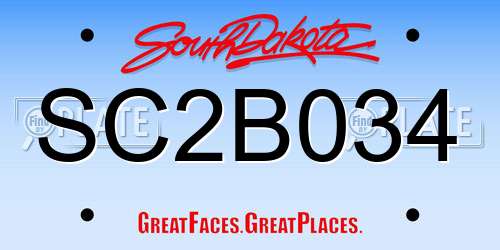 SC2B034 South Dakota License Plate