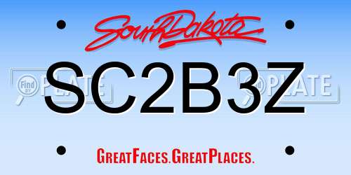 SC2B3Z South Dakota License Plate
