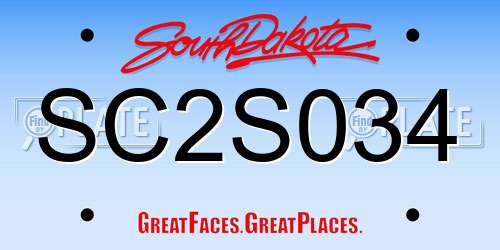 SC2S034 South Dakota License Plate